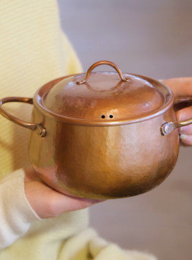 手工锻打纯铜煮茶锅 紫铜奶锅米线锅一人食迷你小火锅汤锅炖煮锅