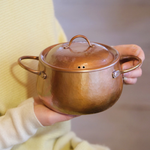 手工锻打纯铜煮茶锅 紫铜奶锅米线锅一人食迷你小火锅汤锅炖煮锅