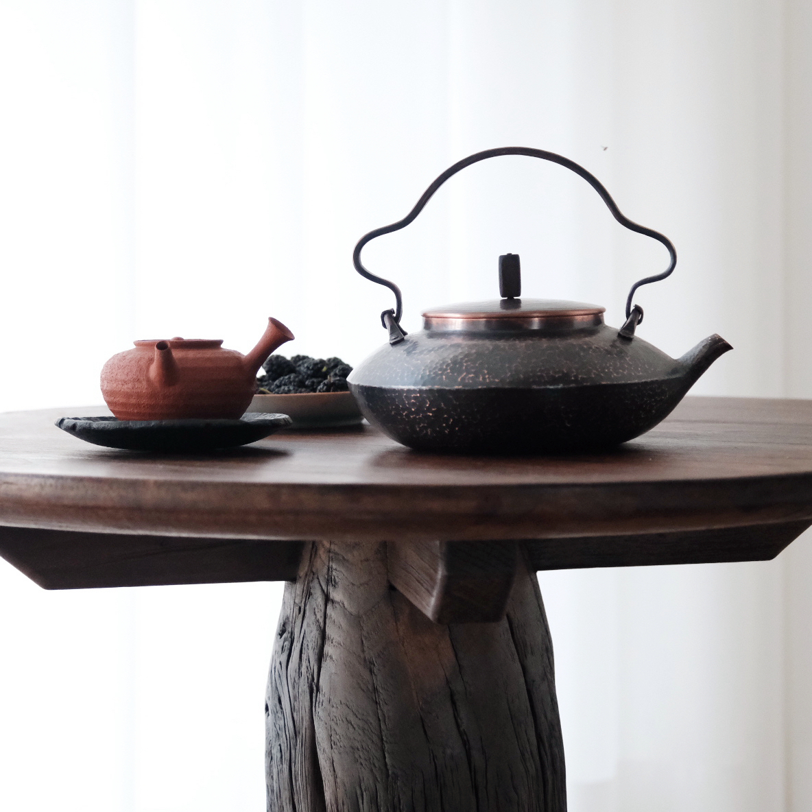 山寺留云 全手工锻打紫铜烧水壶 紫铜一张打复古加厚煮茶壶泡茶壶