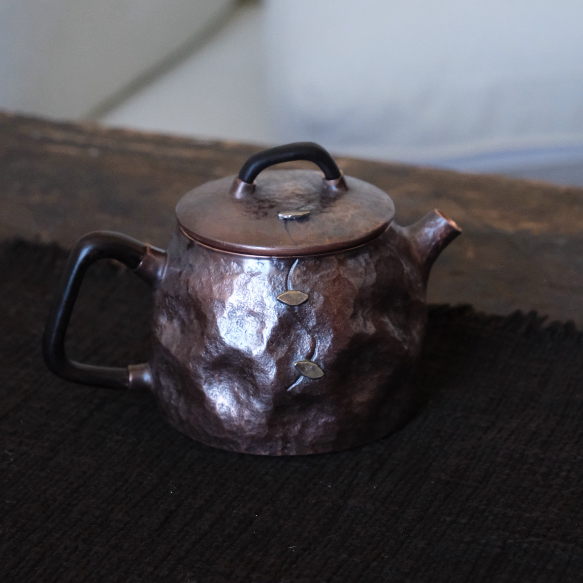 小洞天泡茶壶一张打纯紫铜冲泡壶小容量铜壶中式复古带滤网补丁壶