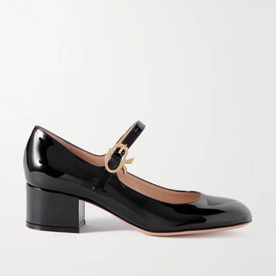 玛丽珍鞋女浅口漆皮一字扣粗跟