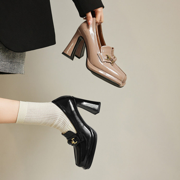 粗跟TPR(牛筋）胶粘工艺头层猪皮单鞋深口单鞋,女鞋,深口单鞋,淘宝优惠券,粉丝福利购,淘宝优惠卷