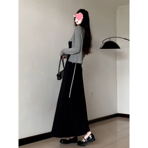 JESSAMIN法式黑色吊带连衣裙女秋季高级感气质赫本风长裙套装雀珉