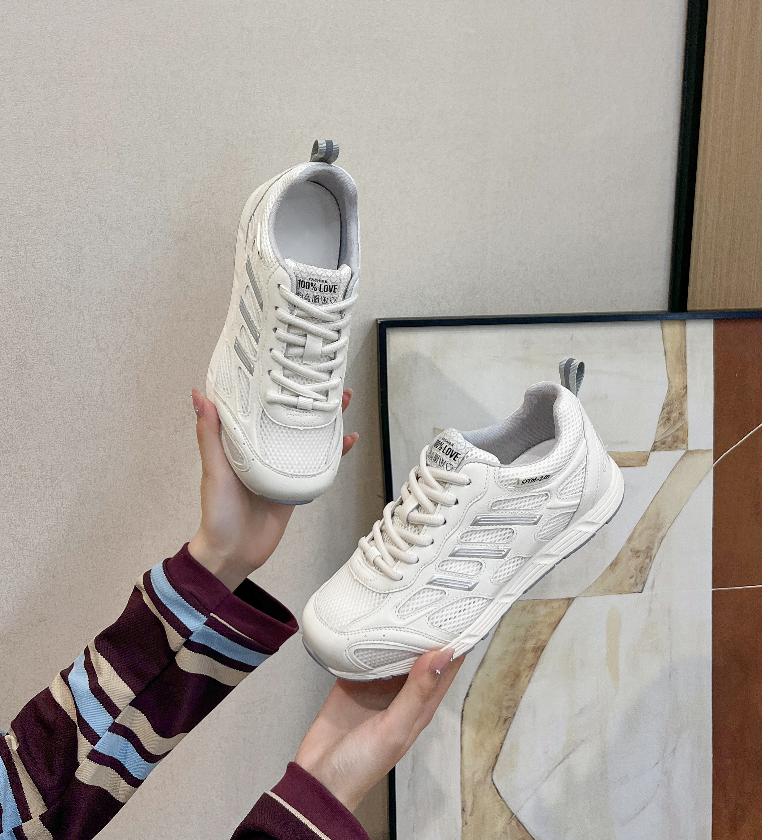 2026新款厚底轻便防滑透气单网鞋阿甘鞋德训鞋真皮个性慢跑鞋2901