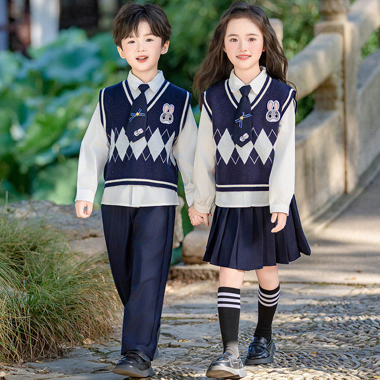 男女童学院风兔子警官兄妹姐弟春秋套装幼儿园班服运动会中秋表演