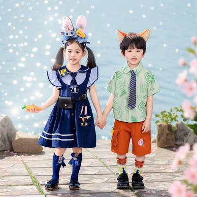儿童cos服装疯狂动物城女童兔子警官男童狐尼克套装六一舞蹈演出