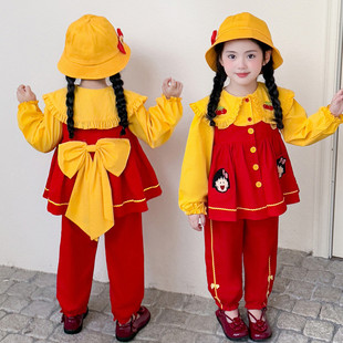 小女孩樱桃小丸子三件套儿童万圣节圣诞cos服装幼儿园元旦表演服