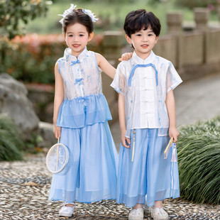 中国风唐装男女童姐弟日常洋气穿搭儿童运动会班服六一舞蹈表演服