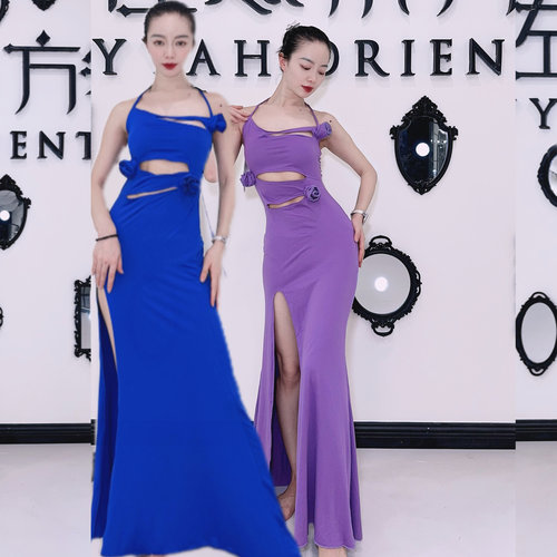 佐寒梦璐肚皮舞连衣裙自带胸棉大码初学者遮肚舞服团服宁佐寒同款