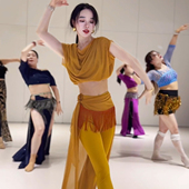 佐寒梦璐肚皮舞新款 显瘦表演服性感气质班服长裙流苏 高级演出套装