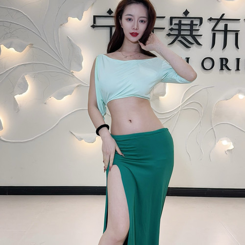 佐寒梦璐新款肚皮舞套装练功服高级宫廷款性感撞色气质显瘦初学者