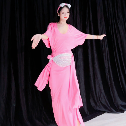 佐寒梦璐肚皮舞新款高级演出套装显瘦表演服性感气质班服袍子民俗
