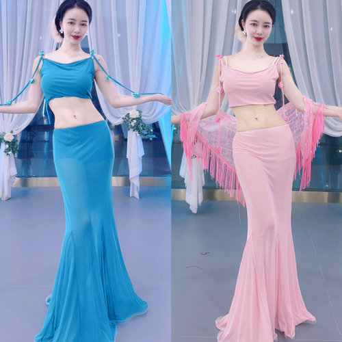 佐寒梦璐新款2024肚皮舞练功服鱼尾裙气质原创初学者宁佐寒同款