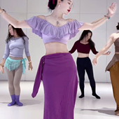 佐寒梦璐肚皮舞新款 高级演出套装 显瘦表演服性感气质班服紫色长裙