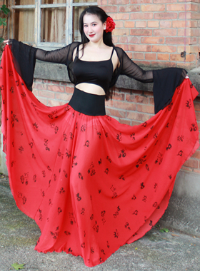 佐寒梦璐肚皮舞吉普赛大花裙佛朗明哥明戈1000度裙23米大裙摆