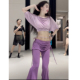子 显瘦日常气质班服紫色撞色裤 佐寒梦璐肚皮舞新款 高级演出套装
