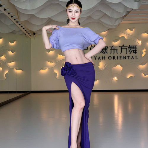 佐寒梦璐肚皮舞新款套装咖色优雅半身裙显瘦演出服初学者