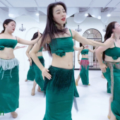 包臀练习半身裙墨绿色套装 佐寒梦璐肚皮舞服装 女舞蹈演出服大码