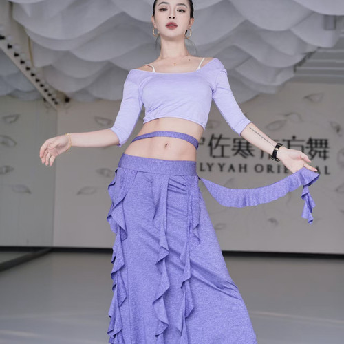 佐寒梦璐肚皮舞套装女长裙东方舞练功服演出服包臀女人味撞色流苏