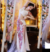 佐寒梦璐肚皮舞新款 显瘦表演服性感气质班服鱼尾裙 高级演出套装