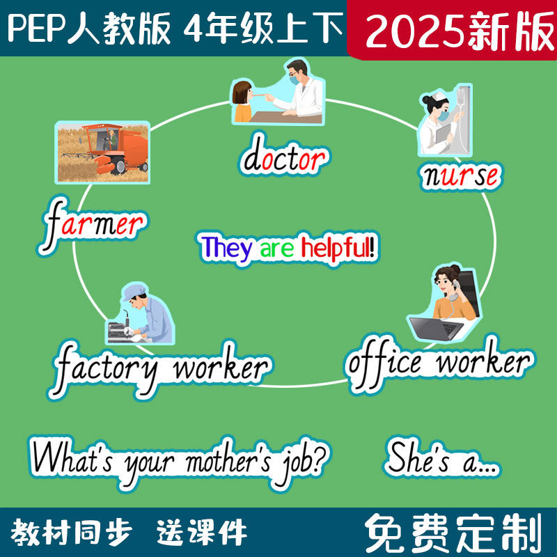 新pep人教版小学英语四年级上下册老师教学单词句子型短语闪卡片