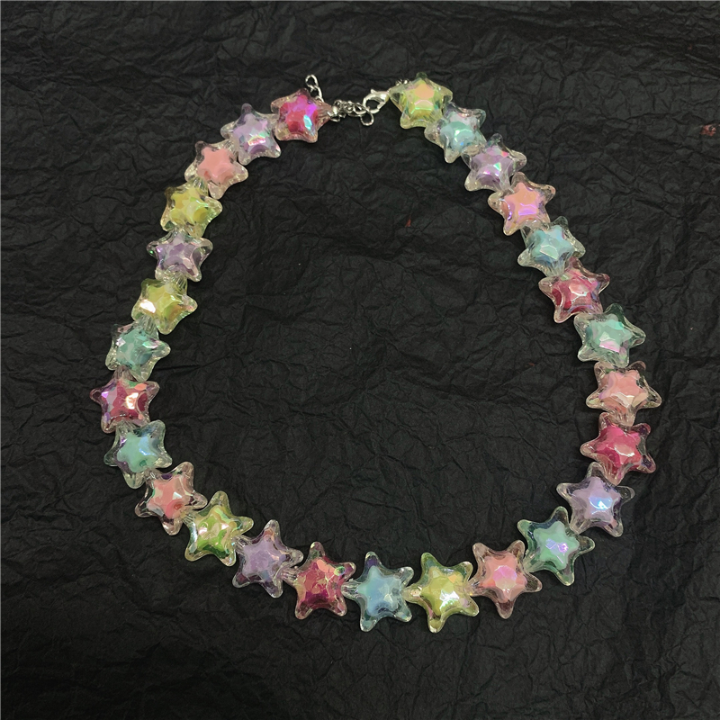 爆炸手作金属星星闪亮许愿星颈链