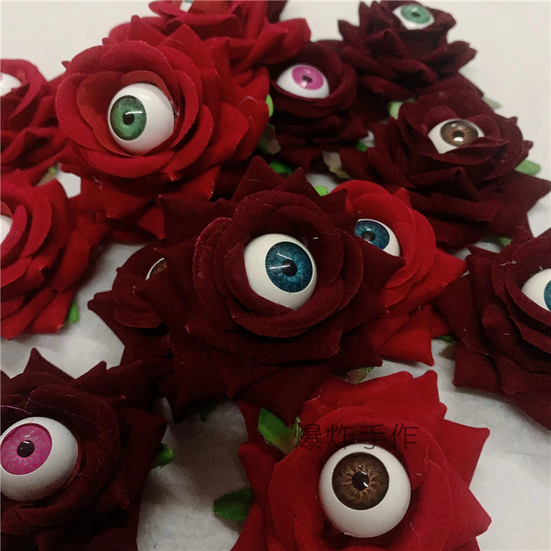 爆炸手作哥特小众玫瑰眼球发夹