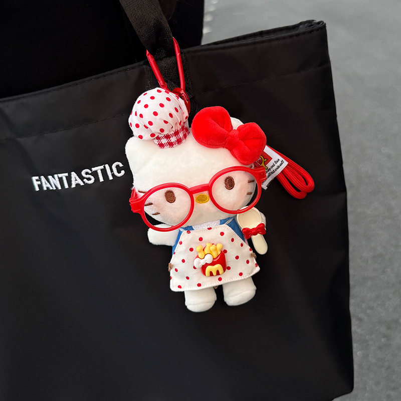哈喽hellokitty猫包包挂件汽车钥匙扣背包书包小玩偶挂饰毛绒公仔