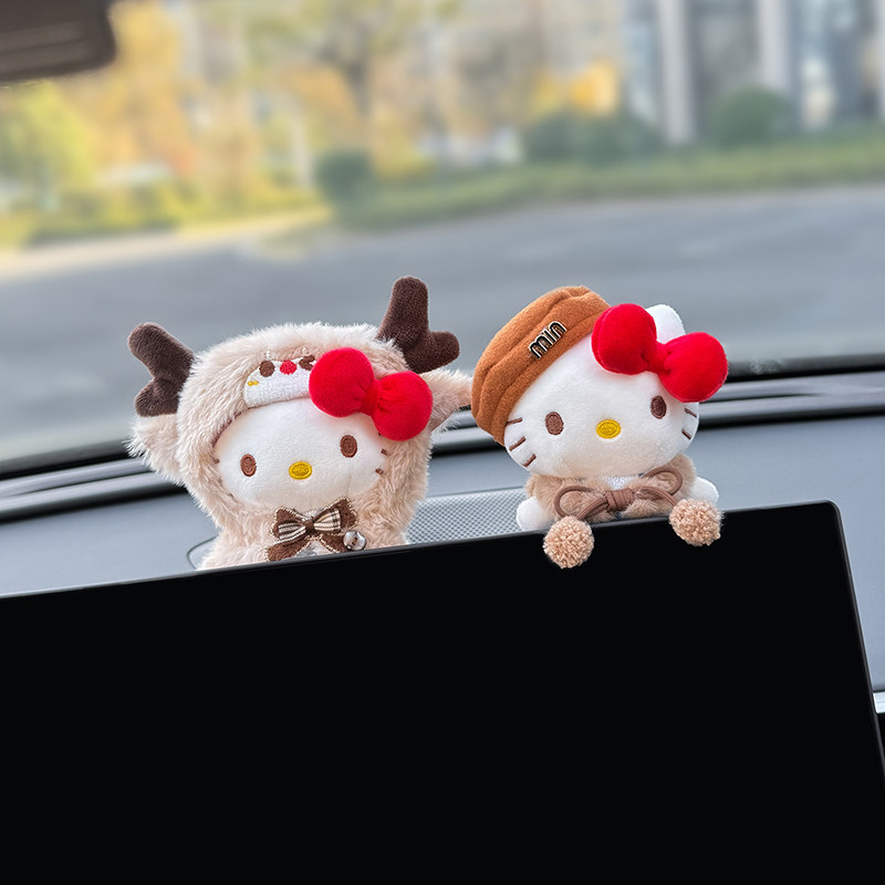 可爱Hellokitty车载摆件汽车中控屏趴趴玩偶显示屏幕装饰品公仔女