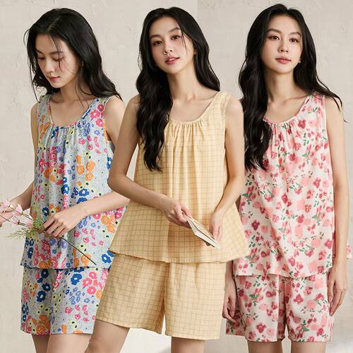 韩版可外穿甜美吊带家居服套装