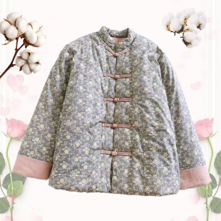 纯棉花棉衣妈妈冬装中老年女款加厚家居保暖棉服中式盘扣棉袄上衣