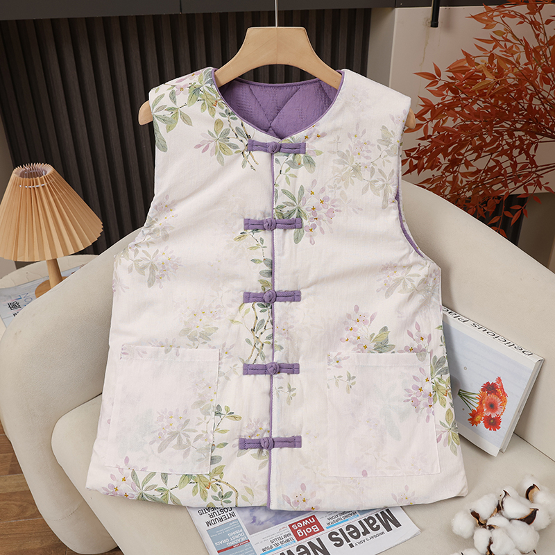 新中式风盘扣棉花马甲女款