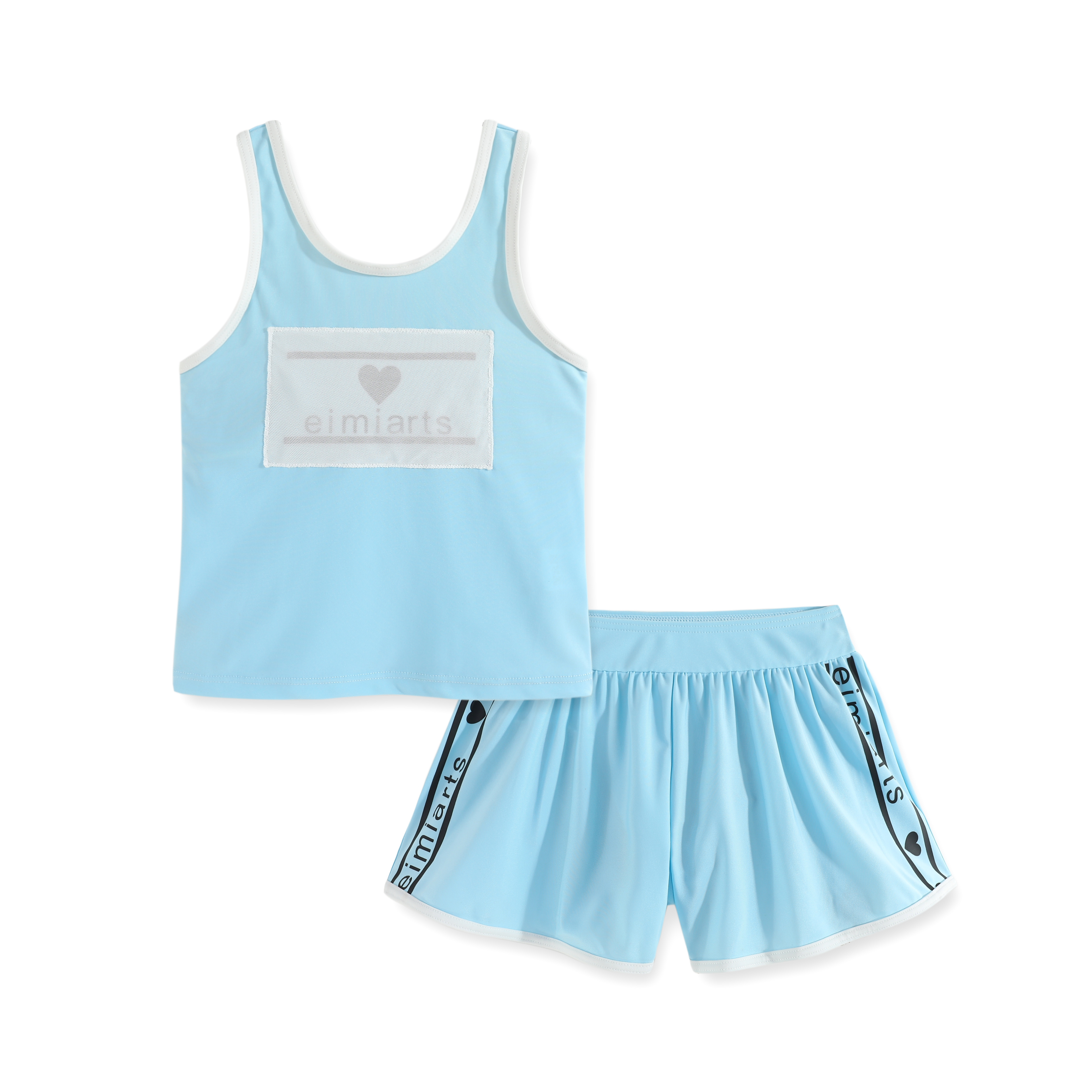 外贸原单分体学生专业训练速干游泳衣女童女孩背心带胸垫温泉泳装