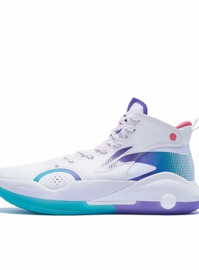 李宁LiNing驭帅15防滑耐磨回弹透气实战篮球鞋白蓝紫色 杭州cj