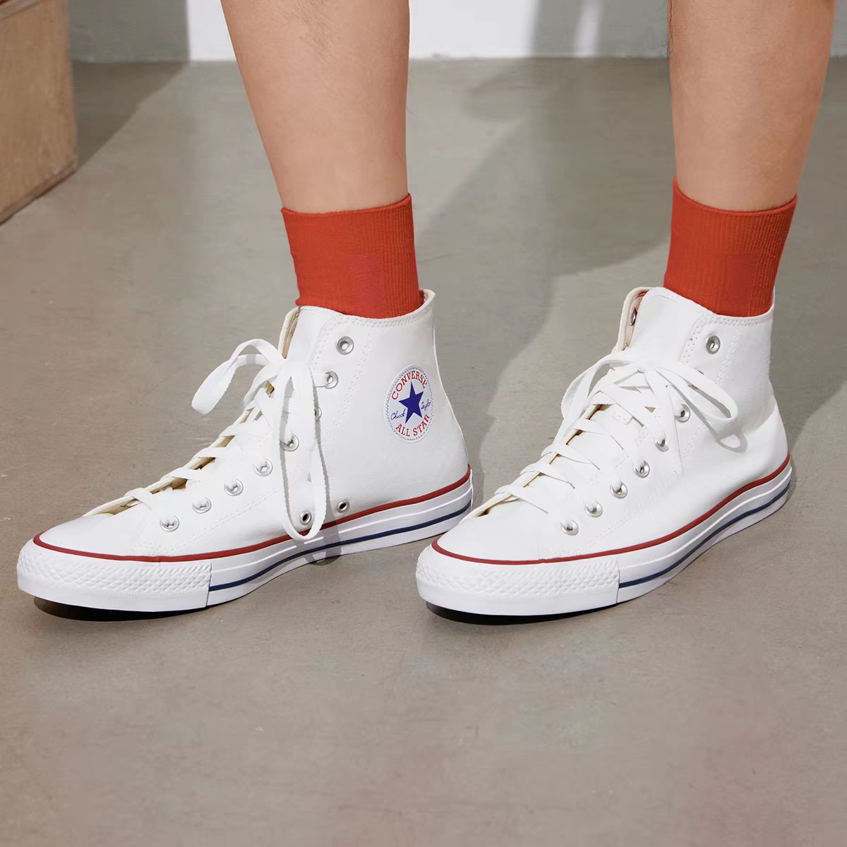 匡威AllStar高帮帆布白鞋男女