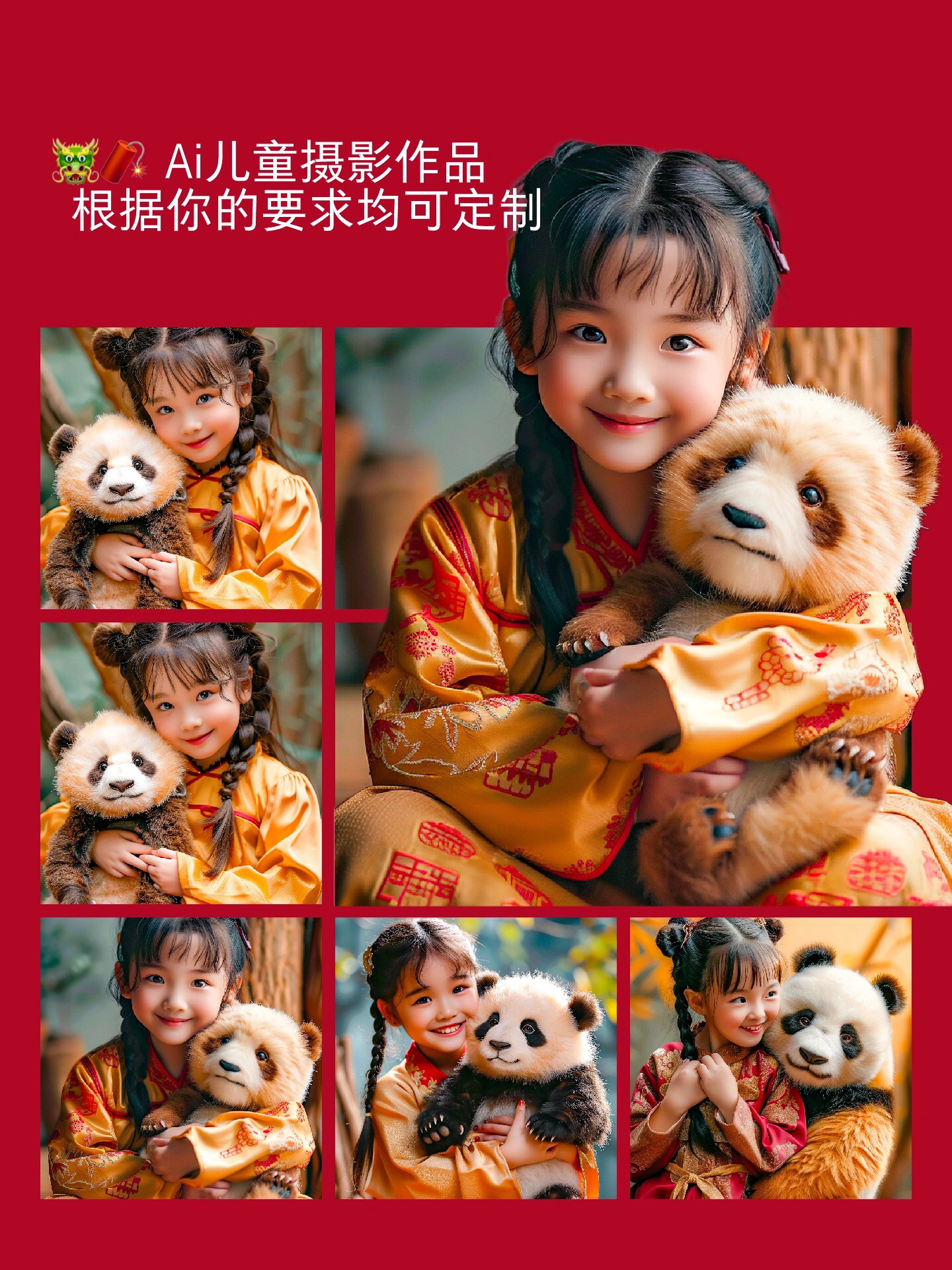 修图P图儿童摄影服装熊猫主题古平面广告设计