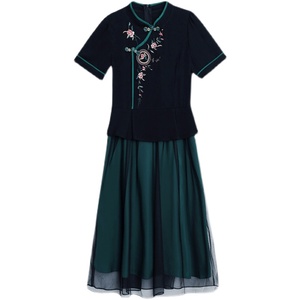 RM7372#大码女装改良版旗袍重工绣花夏季高端气质日常中国风高贵裙子