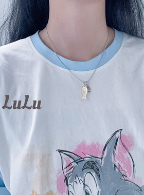 原创 咖啡豆项链小鱼项链复古文艺简约百搭链个性男女情侣锁骨链