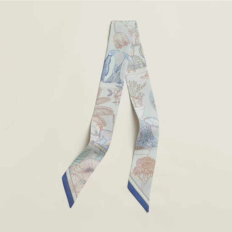 珍奇乐园适用twilly丝巾女100%桑蚕丝绑包飘带长条束发带真丝丝带