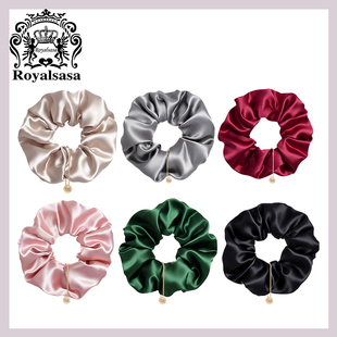 皇家莎莎桑蚕丝真丝发圈纯色简约高颜值大肠圈丸子头盘发头花发饰