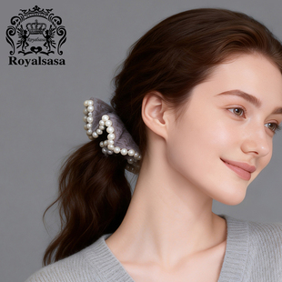 皇家莎莎小香风发圈仿珍珠点缀氛围感大肠圈扎马尾丸子头发饰女