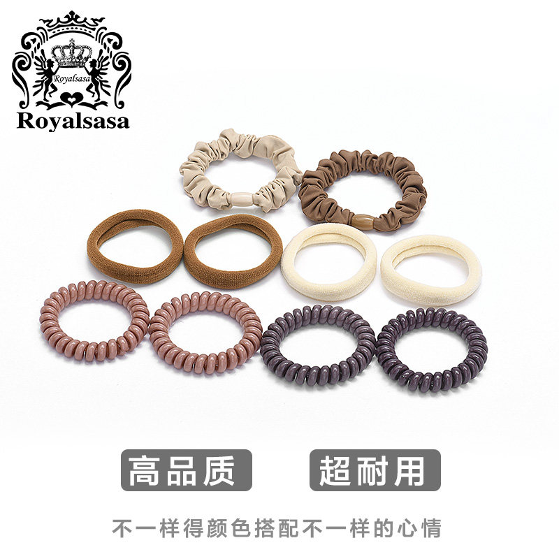 皇家莎莎10件发圈套装皮筋头绳组合扎发丸子头高马尾弹力不伤发