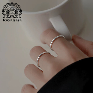皇家莎莎S999银素圈戒指简约冷淡风细环小号女款戒子指环尾戒