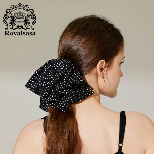 皇家莎莎轻纱蝴蝶结发抓法式波点后脑勺抓夹马尾半扎发氛围感发饰