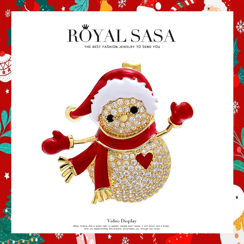 皇家莎莎圣诞雪人胸针萌趣可爱别针精致圣诞礼物高级感配饰胸花女
