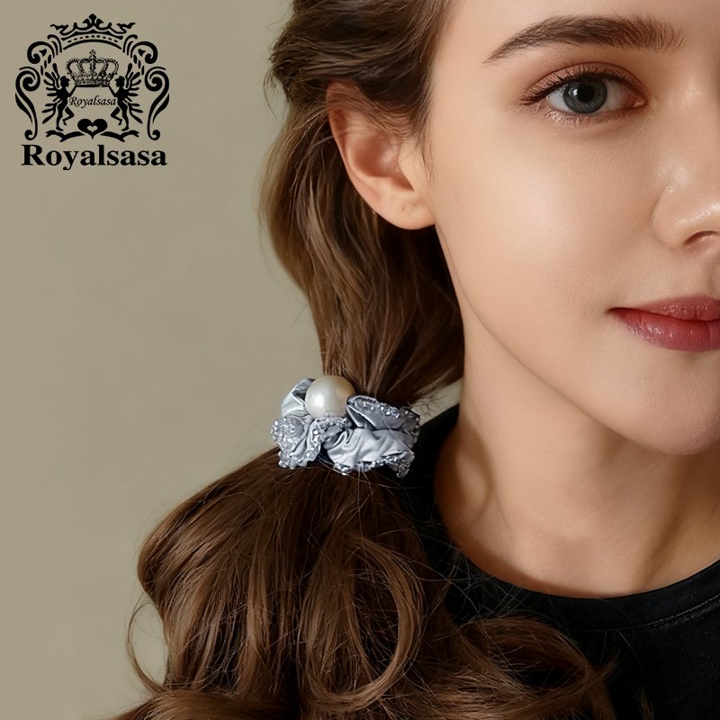 皇家莎莎法式串珠花边大肠圈仿珍珠发圈皮筋头花扎马尾丸子头饰女