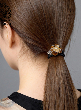 皇家莎莎精致高级感发圈仿水晶花朵点缀头绳扎发丸子头高弹力皮筋