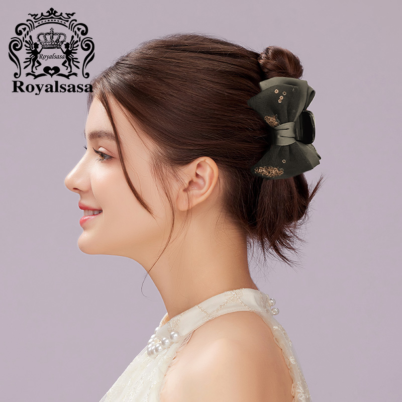 皇家莎莎网纱蝴蝶结发抓半扎发盘发马尾束发抓夹日常百搭发夹头饰