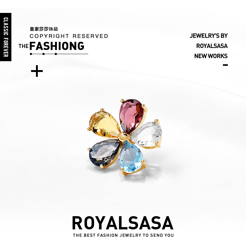 配饰太阳花仿水晶胸针皇家莎莎