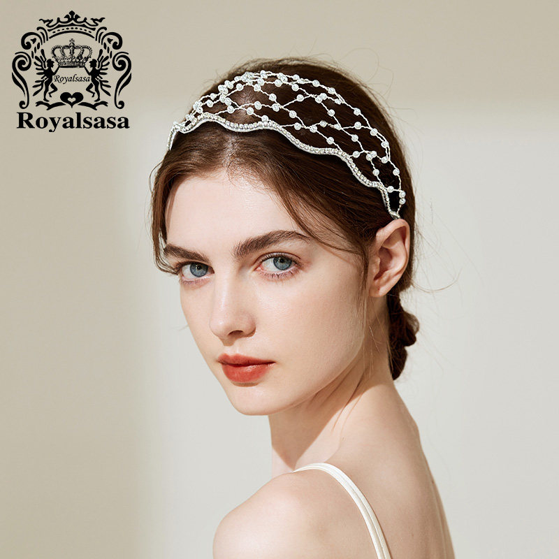 皇家莎莎发箍加宽网状高级感仿珍珠头箍压发卡轻奢款宴会新娘发饰
